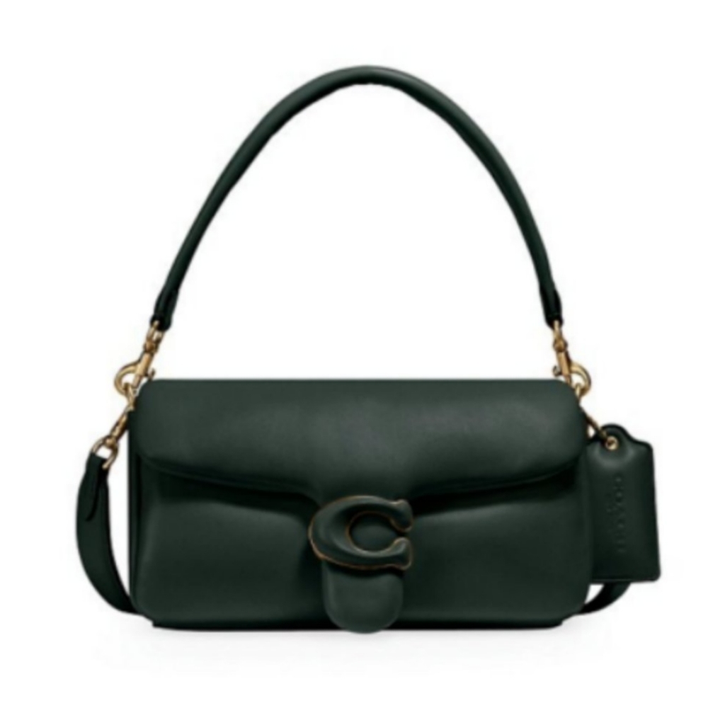 Coach Dark Green Leather Bag Pillow Tabby 26